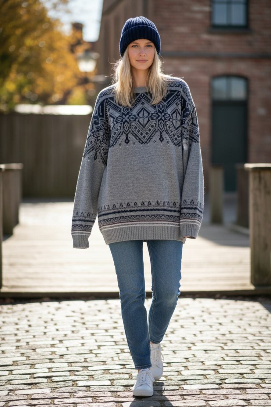 Vintage Blacksmith Fair Isle Ski Sweater XXL Gray Navy Grandpa Knit